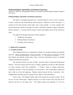 Defining Religion, Spirituality and Human Experience