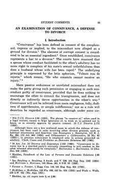 Examination of Connivance, a Defense to Divorce, An