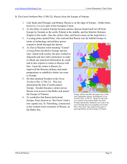D. The Great Northern War (1700-22): Russia Joins the Europe of