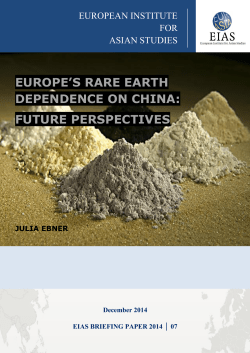 EUROPE`S RARE EARTH DEPENDENCE ON CHINA: FUTURE