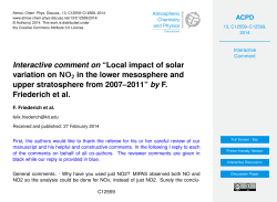 Interactive comment on &ldquo;Local impact of solar variation on