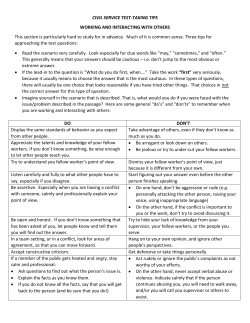 CIVIL SERVICE TEST-TAKING TIPS WORKING AND INTERACTING
