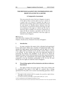 THE PRIVILEGE AGAINST SELF-INCRIMINATION AND RIGHT OF