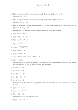 Exercise Set 1