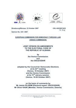 JOINT OPINION ON AMENDMENTS TO THE ELECTORAL CODE