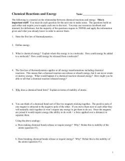 Chemical Reactions and Energy