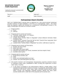 Hydrogeologic Report Checklist
