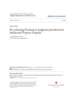 Re-evaluating Declaratory Judgment Jurisdiction in Intellectual