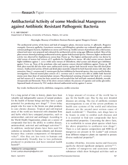 Antibacterial Activity of some Medicinal Mangroves against Antibiotic
