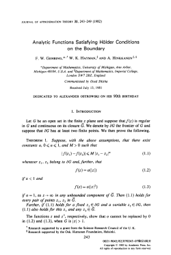 Analytic Functions Satisfying Hljlder Conditions on the Boundary f(z