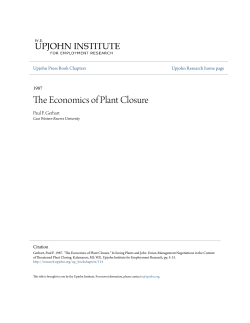 The Economics of Plant Closure - Upjohn Research