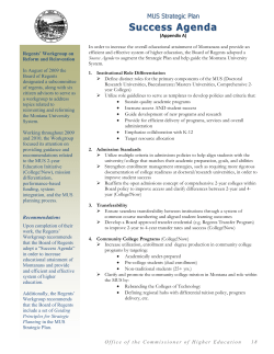 Success Agenda - Montana University System