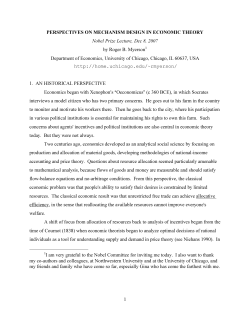 1 PERSPECTIVES ON MECHANISM DESIGN IN ECONOMIC