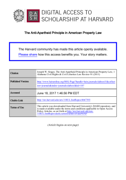 The Anti-Apartheid Principle in American Property Law The Harvard