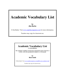Academic Vocabulary List by Jim Burke