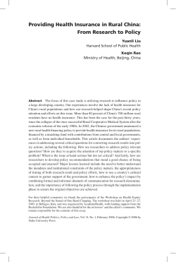 Providing Health Insurance in Rural China: From Research to Policy