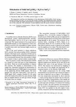 Dehydration of Solid SnCl2(OH2) •H20 to SnCl