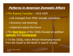 Patterns in American Domestic Affairs