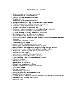 Hunger Games Part 1 Vocabulary 1. Utopia