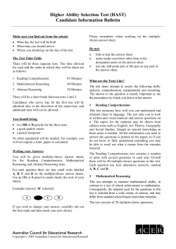 Higher Ability Selection Test (HAST) Candidate Information Bulletin