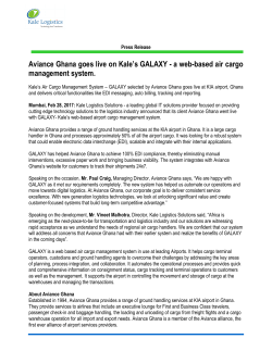 Aviance Ghana goes live on Kale`s GALAXY - a web
