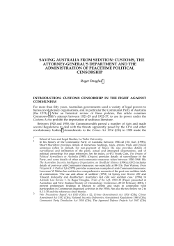 Saving Australia from Sedition: Customs, the Attorney