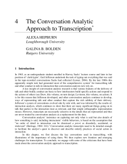 4 The Conversation Analytic Approach to