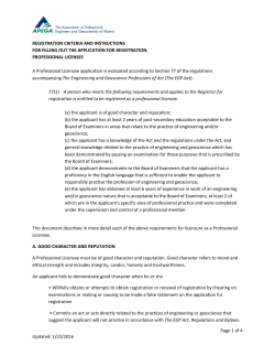 professional licensee application instructions
