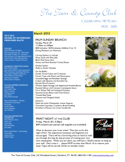 March 2015 Celebrating 90 Years PAINT NIGHT AT THE CLUB