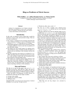 Blogs as Predictors of Movie Success