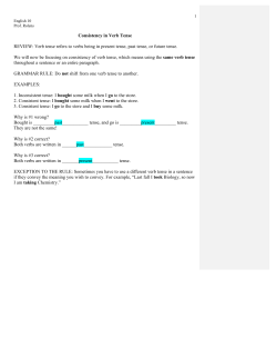 Verb Tense Consistency Worksheet Answer Key