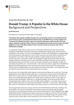A Populist in the White House Background and Perspectives