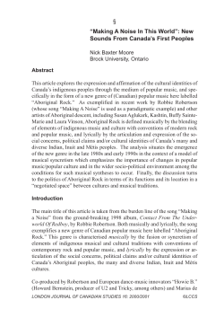 Making a Noise in this World