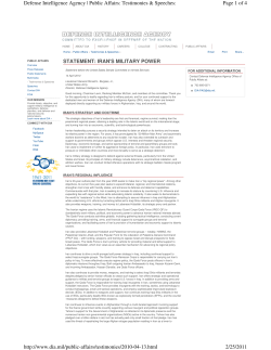 STATEMENT: IRAN`S MILITARY POWER Page 1 of 4 Defense