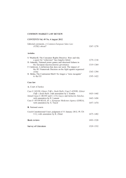 COMMON MARKET LAW REVIEW CONTENTS Vol. 49