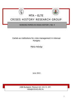 MTA &ndash; ELTE CRISES HISTORY RESEARCH GROUP