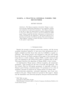 MARPA, A PRACTICAL GENERAL PARSER: THE RECOGNIZER 1
