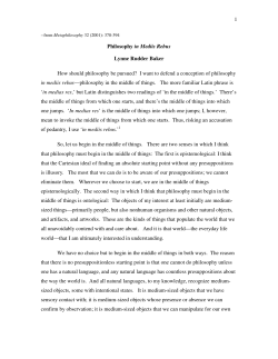 1 Philosophy in Mediis Rebus Lynne Rudder Baker How should