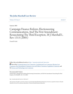 Campaign Finance Reform, Electioneering Communications, And