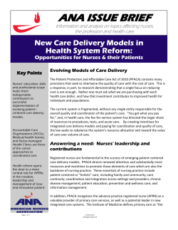 New Care Delivery Models in Health System Reform