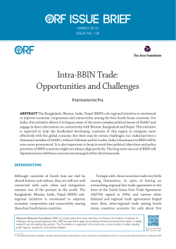 Intra-BBIN Trade: Opportunities and Challenges