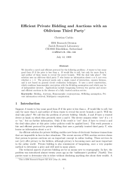 Efficient Private Bidding and Auctions with an Oblivious Third Party