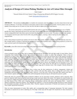 Analysis of Design of Cotton Picking Machine in view of Cotton Fibre