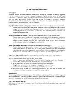 CULTURE SHOCK AND HOMESICKNESS Culture Shock Living