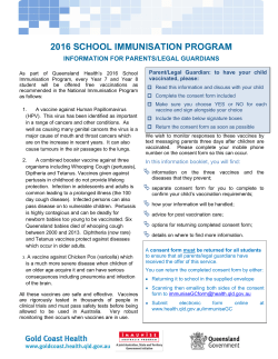 Gold Coast School Immunisation Program Consent