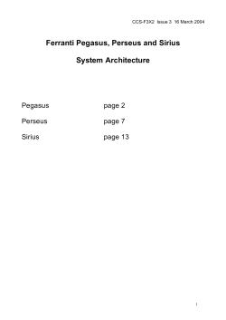 Ferranti Pegasus, Perseus and Sirius System Architecture