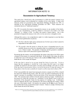 INFORMATION NOTE 10 Succession In Agricultural Tenancy