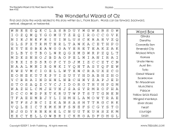 The Wonderful Wizard of Oz Word Search Puzzle