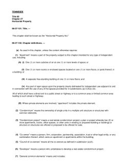 TENNESEE Title 66 Chapter 27 Horizontal Property 66-27