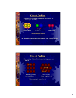 Closest Packing Closest Packing